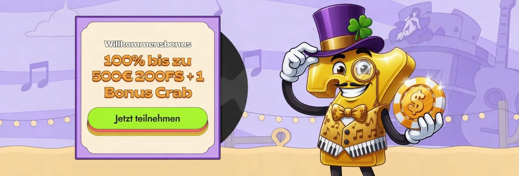 Vinylbetcasino.com willkommensbonus und bonus crab